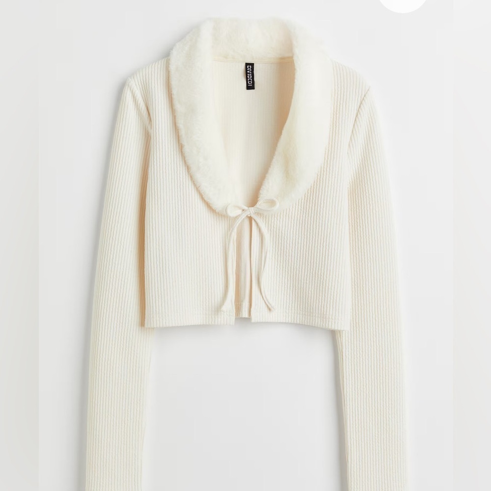 Divided Women’s Large Tie Front Cardigan Knit Ribbed 90s Y2K Style Long Sleeves